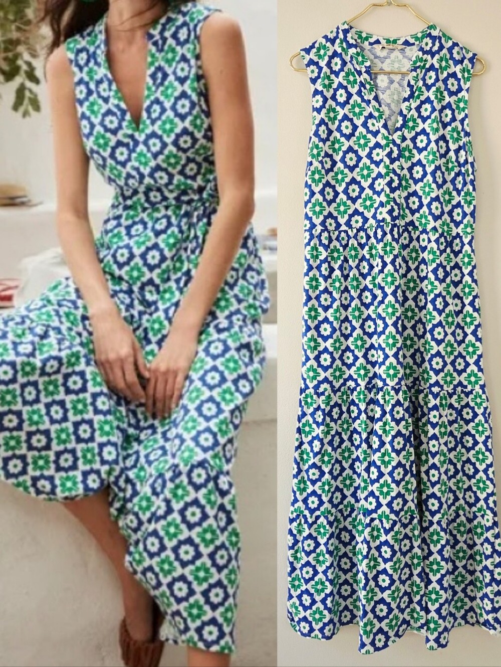 BODEN Naomi Notch Collar Maxi Dress No Waist Tie Size 12